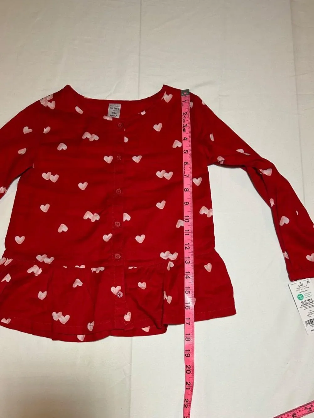 Carter's Girls Size 6 2 Piece Outfit Red Top with Hearts and Jeggings NWT